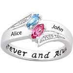 Couple's Personalized Promise Ring in Sterling Silver with Diamond Accents