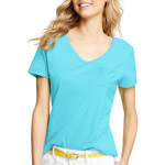 Hanes Women's Short Sleeve V-neck with Pocket