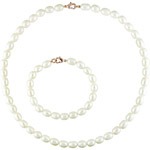 7-7.5mm White Cultured Freshwater Pearl Necklace and Bracelet Set