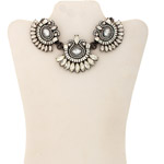 Hematite Pearl Cluster Statement Necklace, 18"