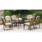 Mainstays Brookwood Landing 7-Piece Patio Dining Set, Tan, Seats 6