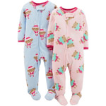 Child of Mine by Carter's Newborn Baby Girl Christmas Microfleece Footed PJs, 2-Pack