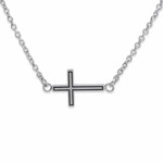 Connections from Hallmark Stainless Steel Sideways Cross Necklace