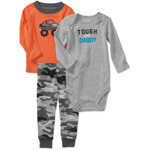 Child of Mine by Carters Newborn Boys' 3 Piece Truck Tee's and Pant Set