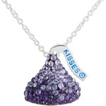 Hershey's Kiss Purple Ombre Crystal Silvertone Pendant, 18"