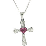 Connections from Hallmark Crystal Stainless-Steel Cross Pendant, 18"