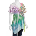 Planet Motherhood Maternity Tie-Dye Surplice Top With Hankerchief Hem